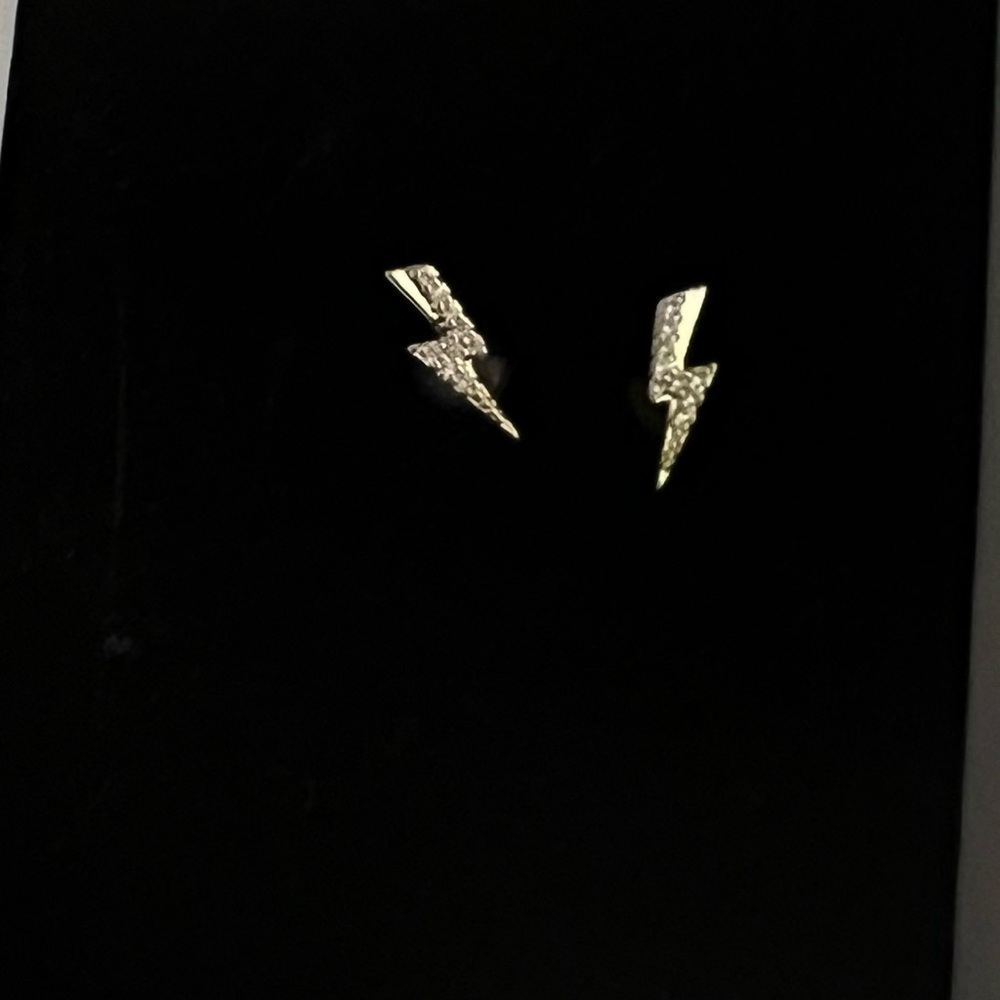 Uncommon James Small Lighting Bolt Studded Earrings Vermeil Diamonds